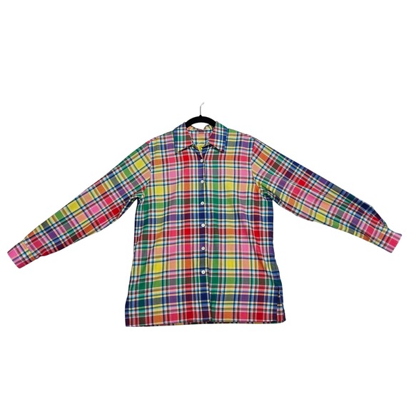 Foxcroft Tops - Foxcroft Womens Blouse 4P XS Button Up Shirt Plaid Wrinkle Free Yellow Pink Blue